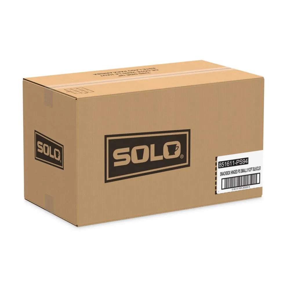 SOLO Creative Carryouts Hinged Plastic Hot Deli Boxes - Medium, Black/Clear (200/Carton)