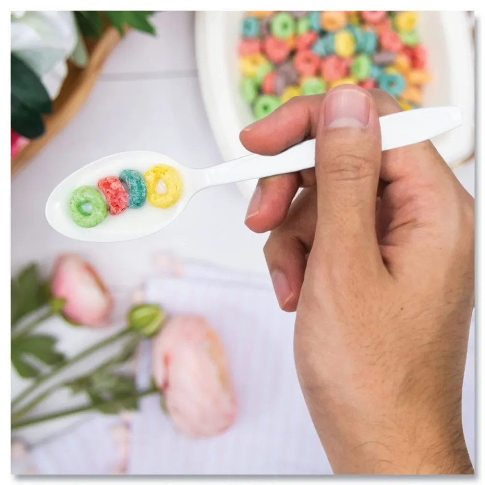 SOLO Impress Heavyweight Full-Length Polystyrene Teaspoon - White (100/Box, 10 Boxes/Carton)