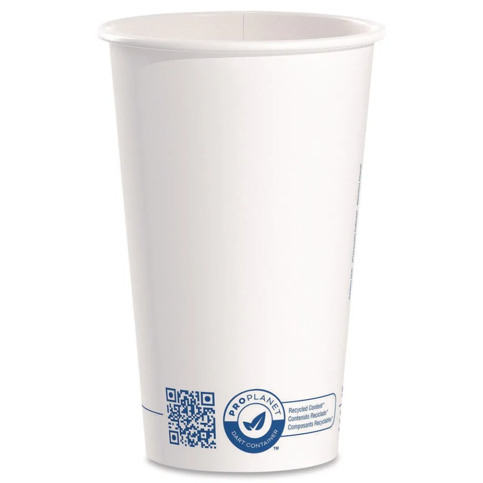 SOLO Recycled Content PCF Paper Hot Cups ProPlanet Seal 16 oz White/Blue (1000/Carton)
