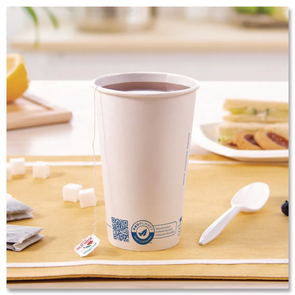 SOLO Recycled Content PCF Paper Hot Cups ProPlanet Seal 16 oz White/Blue (1000/Carton)