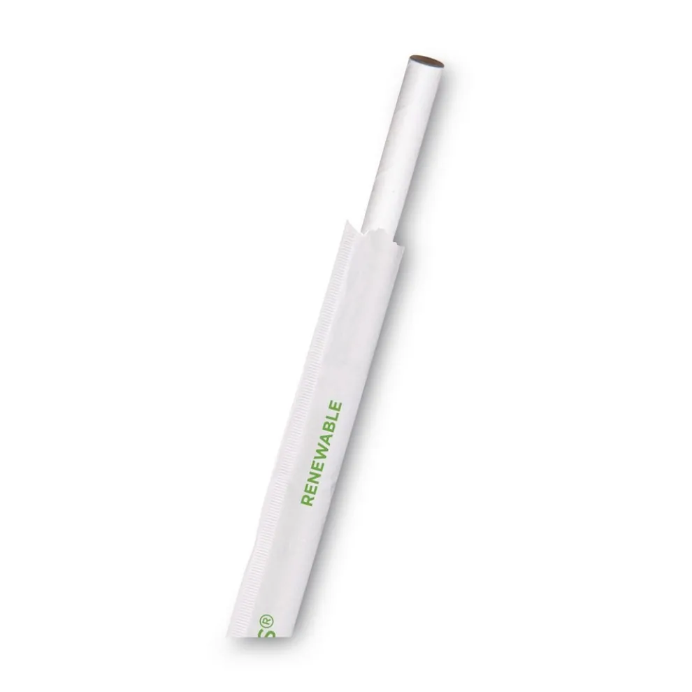 Eco-Products 7.75 in. 6 millimeter Diameter Jumbo Wrapped Paper Straw - White (3000/Carton)