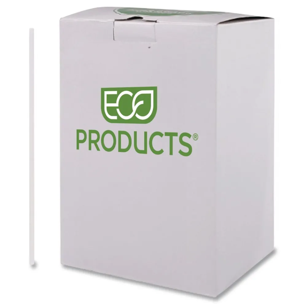 Eco-Products 7.75 in. 6 millimeter Diameter Jumbo Wrapped Paper Straw - White (3000/Carton)