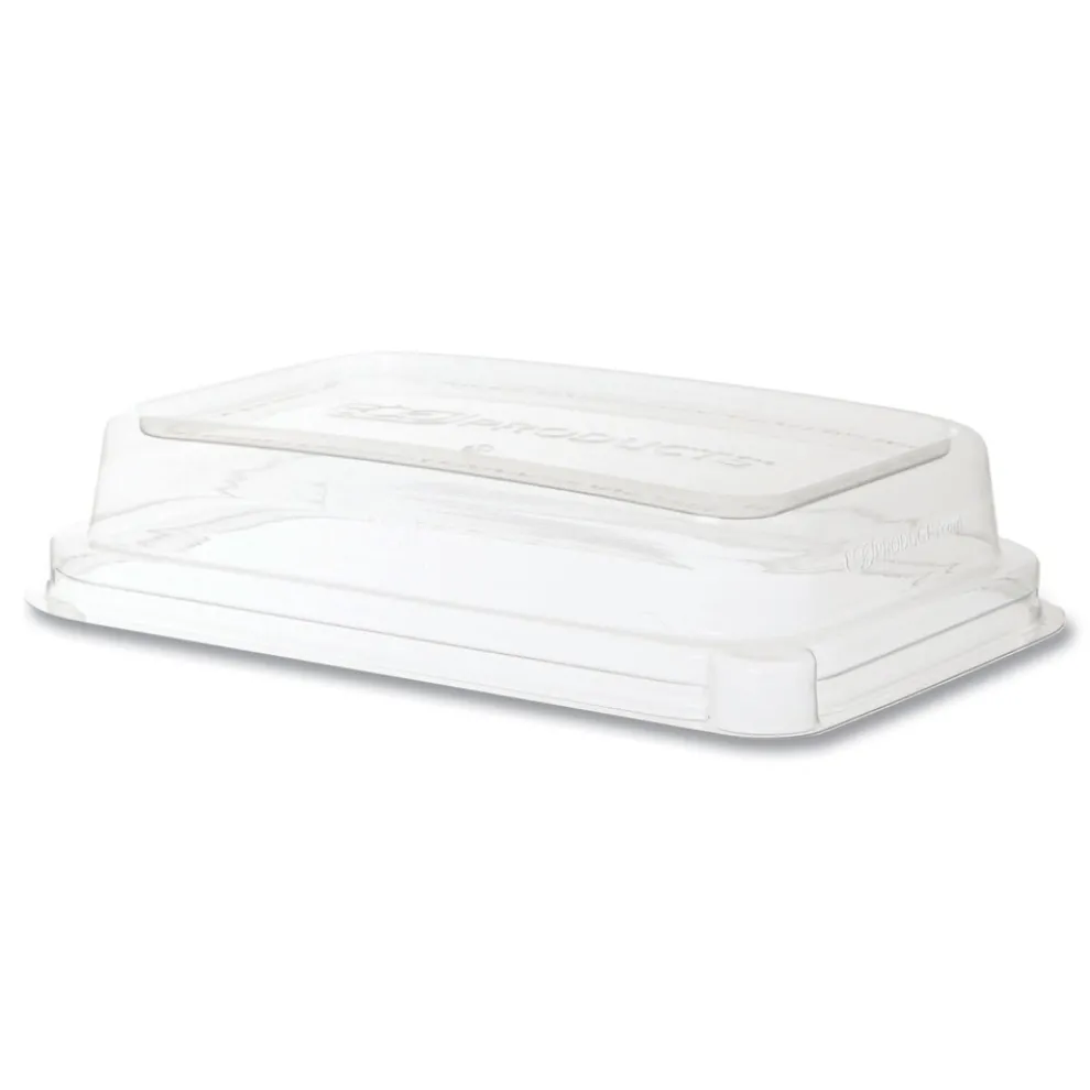 Eco-Products EP-SCRC16LID WorldView 7.5 in. x 5 in. x 1.6 in. Plastic 100 Percent Recycled Content Lid - Clear (400/Carton)