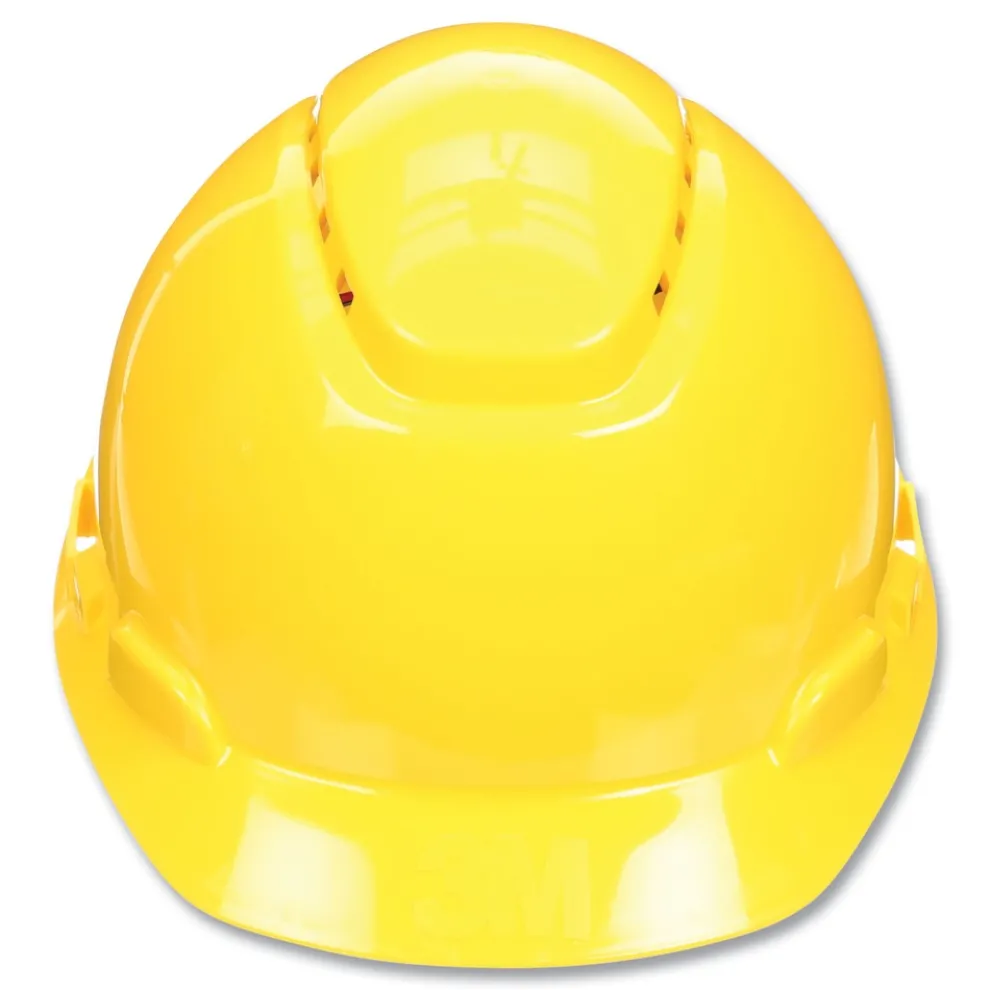 3M SecureFit H-Series 4-Point Pressure Diffusion Ratchet Suspension H-700 Vented Cap with UV Indicator Hard Hats - Yellow