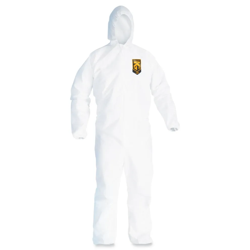 Ansell A20 Hood and Elastic-Back Breathable Particle Protection Coveralls - Medium, White (24/Carton)