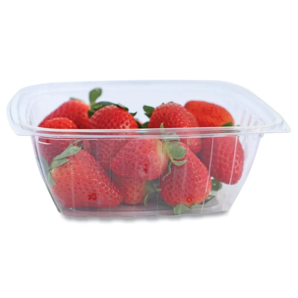 World Centric 6.1 in. x 7.6 in. x 2.8 in. 32 oz. PLA Rectangular Plastic Deli Containers - Clear (600/Carton)