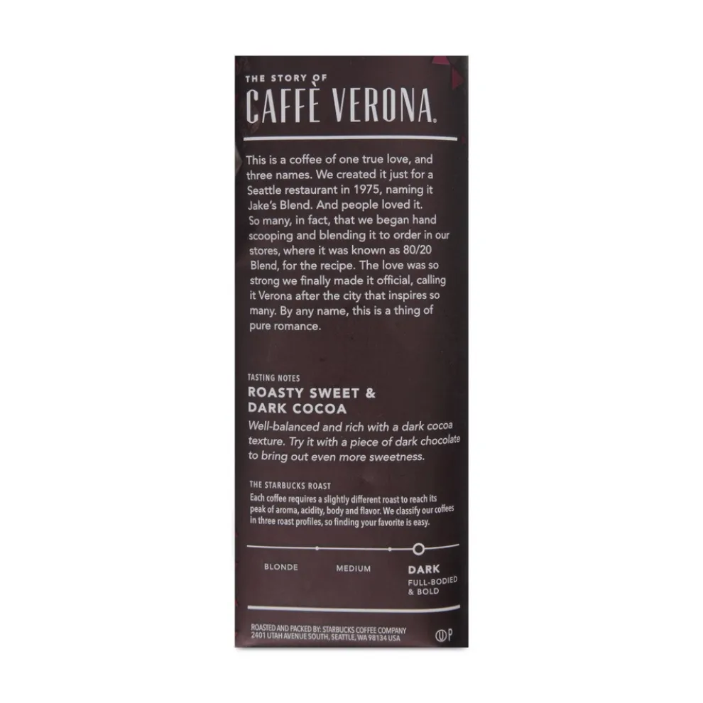Starbucks 12413966 1 lb Bag Bold Ground Coffee - Caffe Verona (6/Carton)