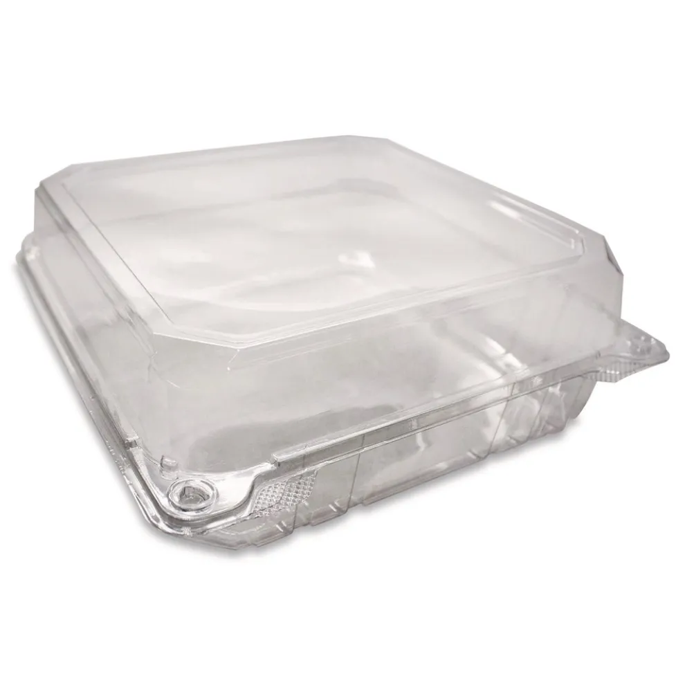 Karat PET Plastic Hinged Container 9 x 9 x 3.6 Clear Plastic 100/Pack 2 Packs/Carton