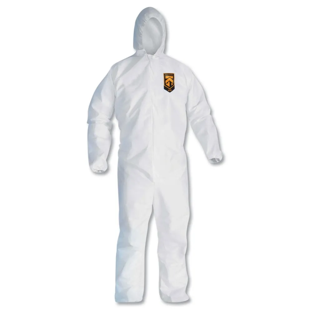 Ansell A20 Elastic-Back, Cuff, and Ankles Hooded Coveralls - Quadruple Extra Large, White (20/Carton)
