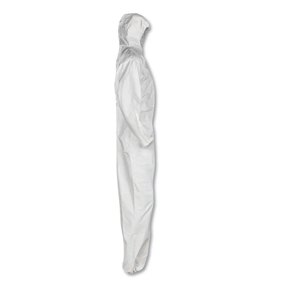 Ansell A20 Elastic-Back, Cuff, and Ankles Hooded Coveralls - Quadruple Extra Large, White (20/Carton)