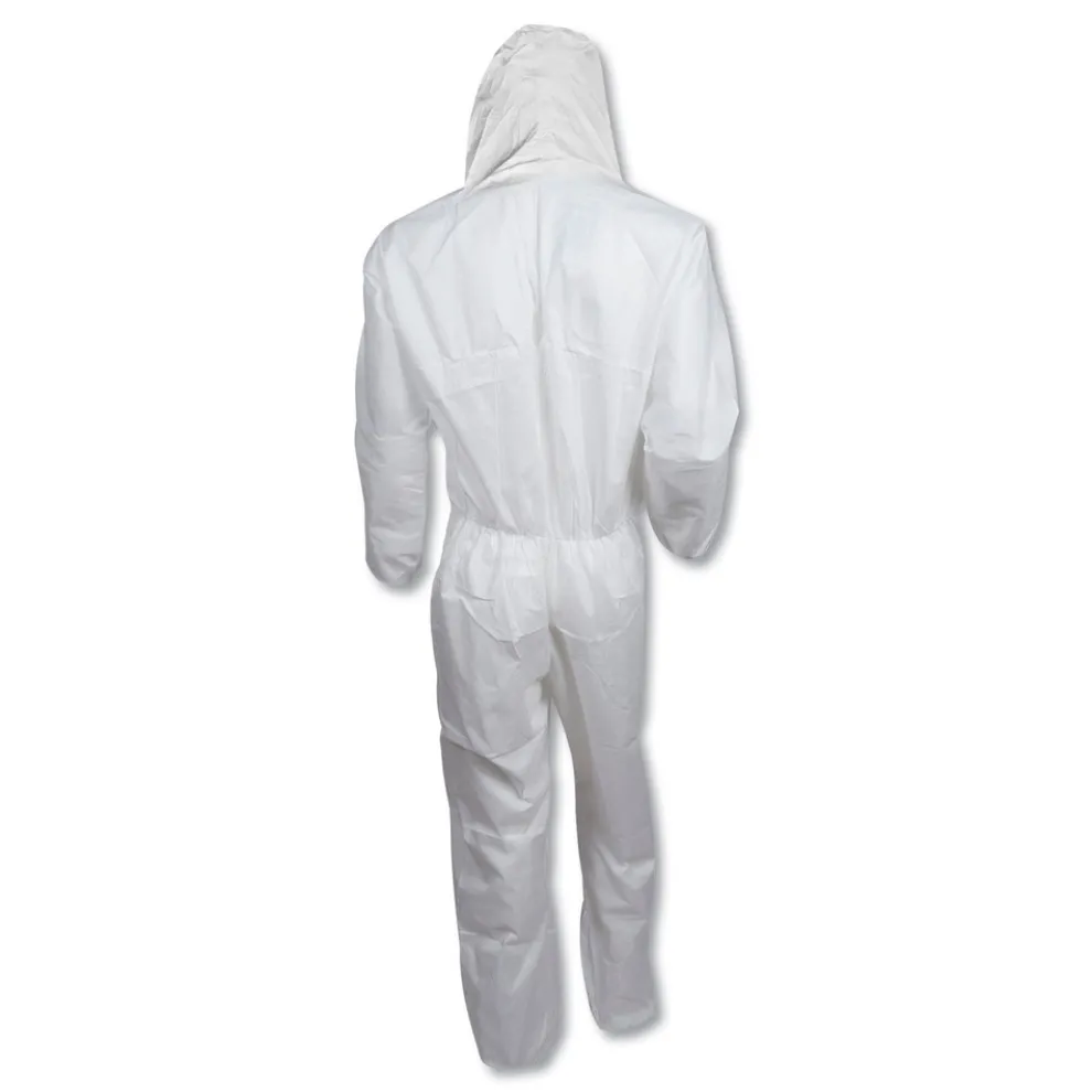 Ansell A20 Elastic-Back, Cuff, and Ankles Hooded Coveralls - Quadruple Extra Large, White (20/Carton)