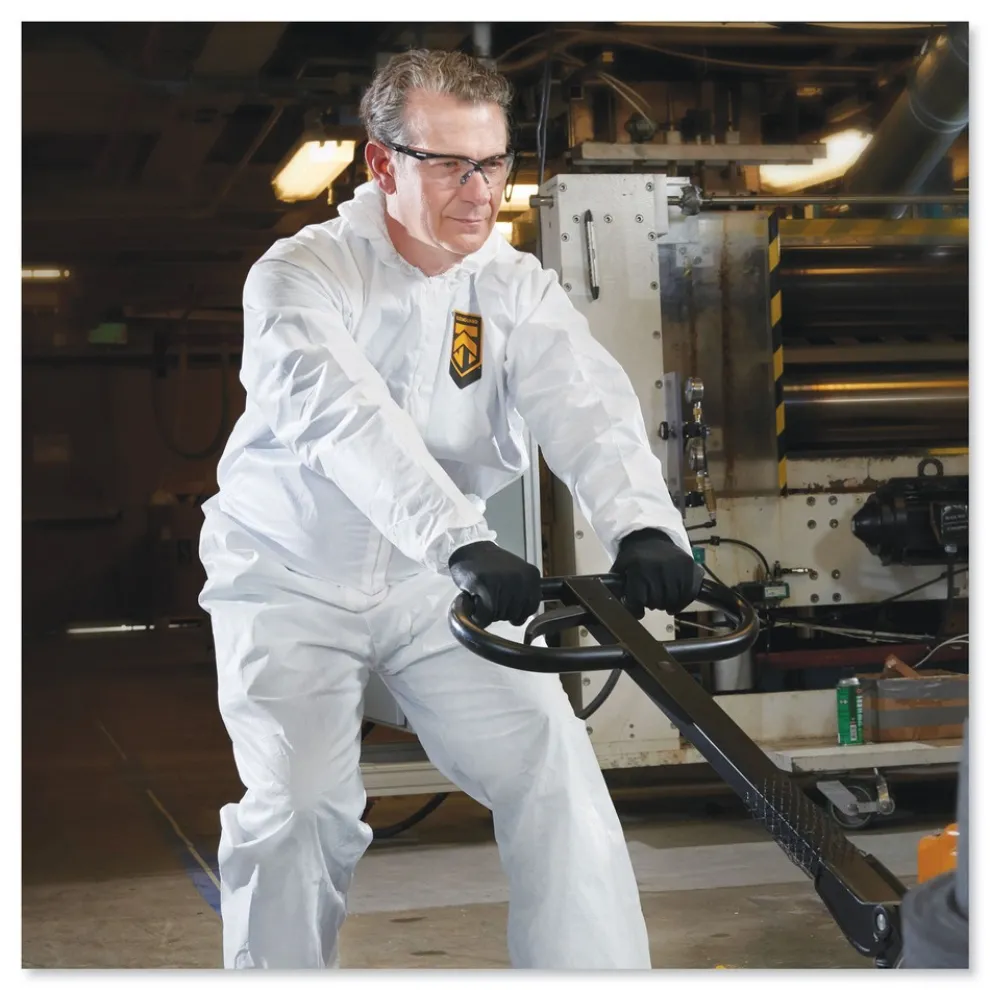 Ansell A20 Elastic-Back, Cuff, and Ankles Hooded Coveralls - Quadruple Extra Large, White (20/Carton)