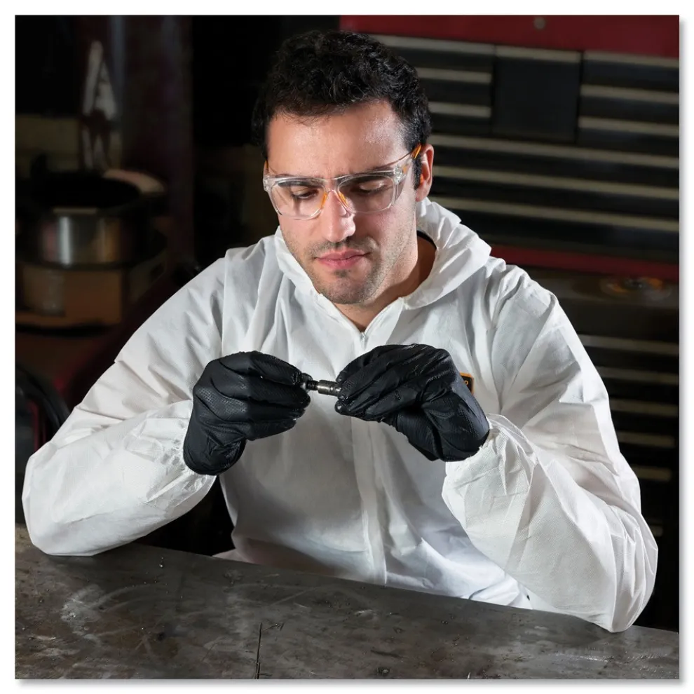 Ansell A20 Elastic-Back, Cuff, and Ankles Hooded Coveralls - Quadruple Extra Large, White (20/Carton)