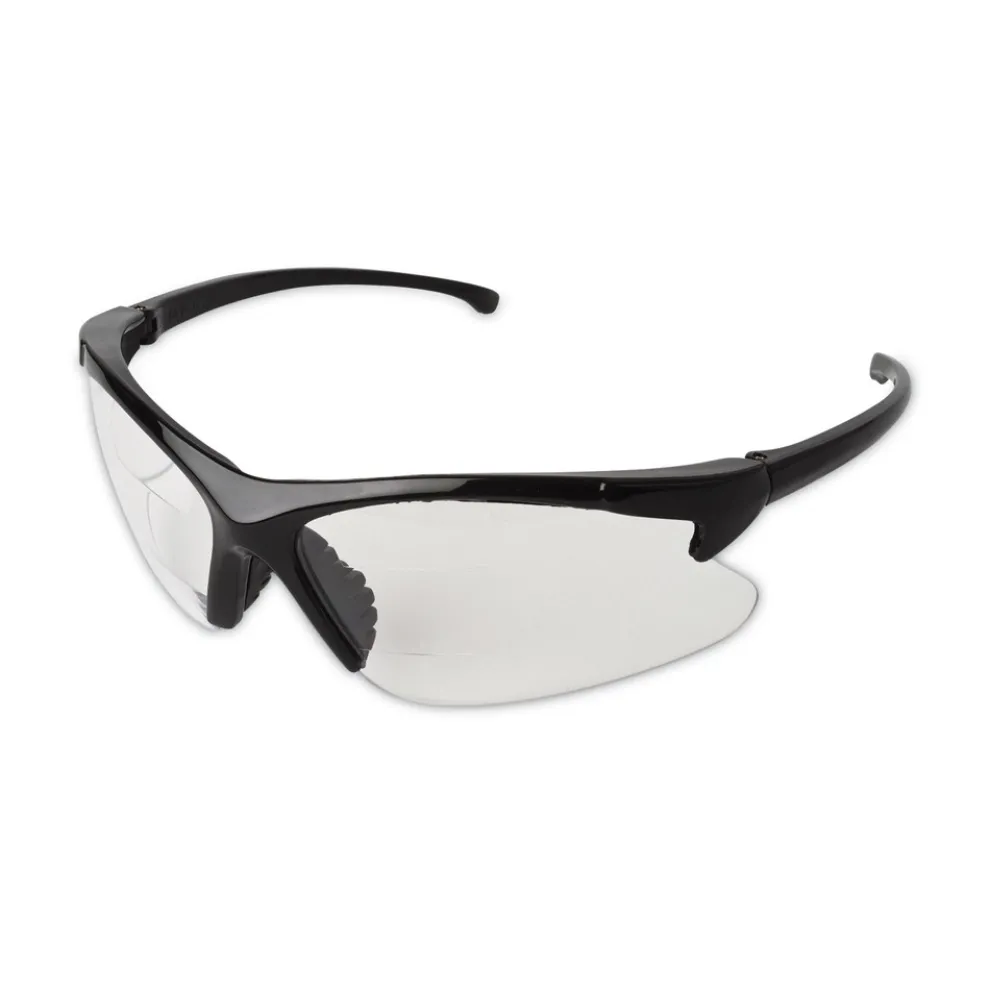 Ansell 2.0 Diopter Dual Readers Safety Glasses - Black Frame, Clear Hardcoat Scratch-Resistant Lens