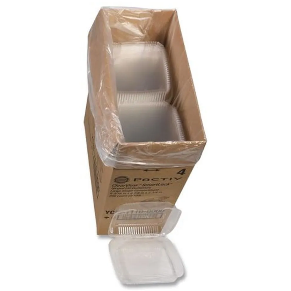 Pactiv Corp. YCI811100000 Clearview Smartlock 9.22 in. x 8.88 in. x 2.91 in. Hinged Lid Containers - Clear (200/Carton)