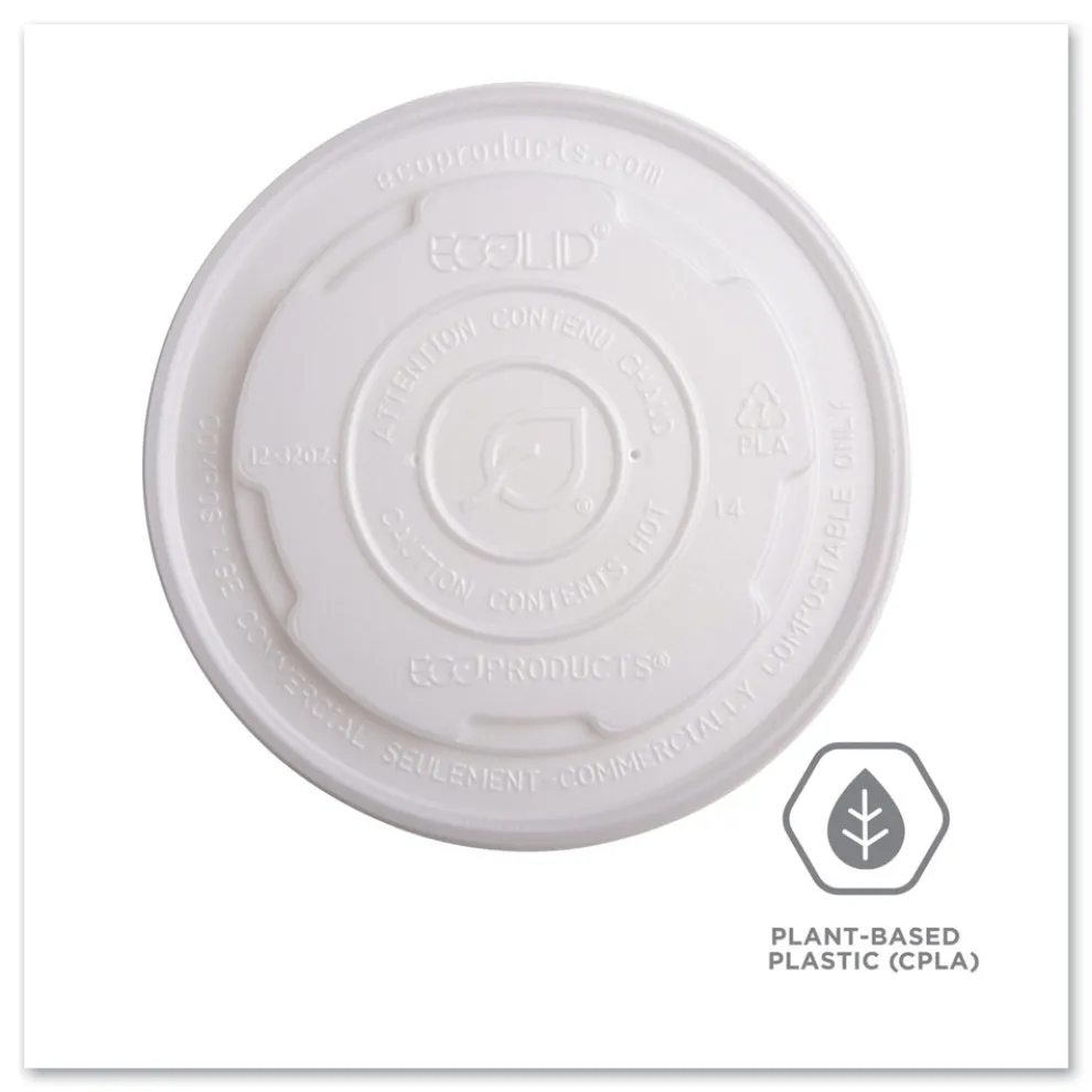 Eco-Products EP-ECOLID-SPL 12 oz./16 oz./32 oz. World Art PLA-Laminated Plastic Soup Container Lids - White (500/Carton)