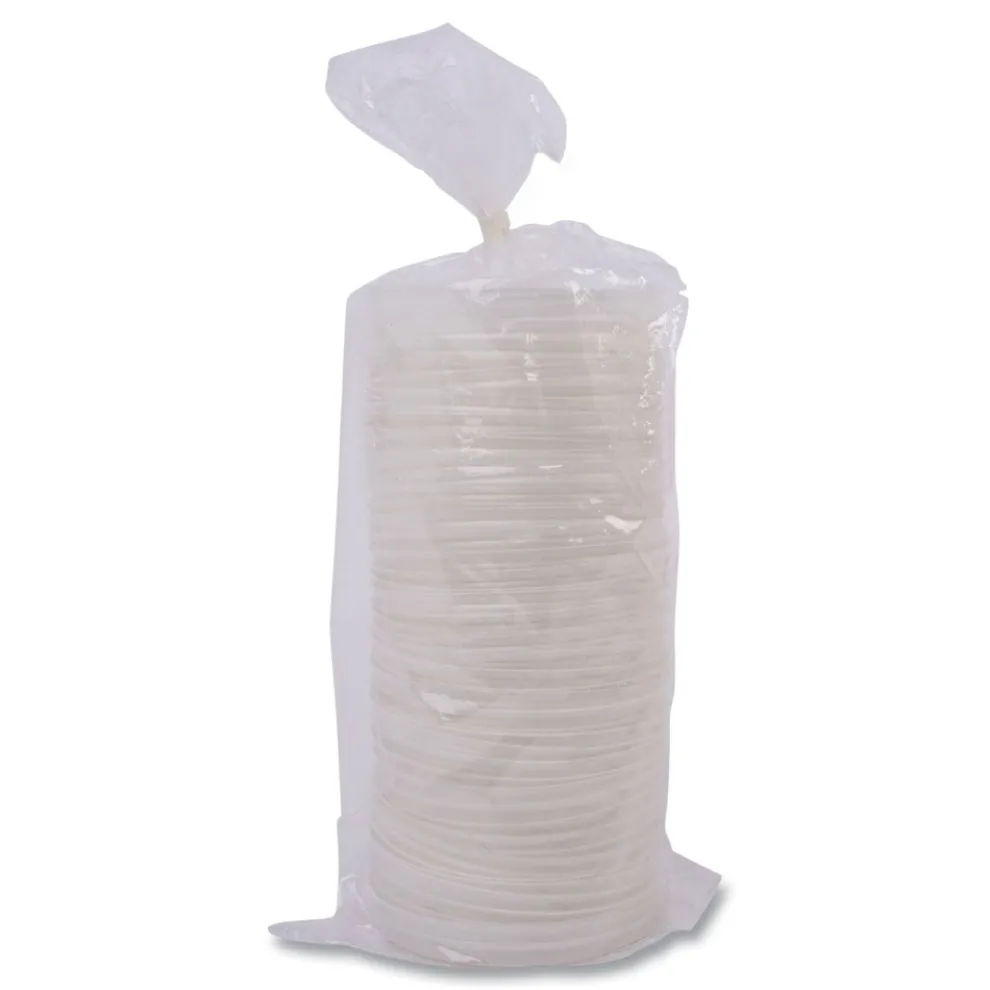 Eco-Products EP-ECOLID-SPL 12 oz./16 oz./32 oz. World Art PLA-Laminated Plastic Soup Container Lids - White (500/Carton)