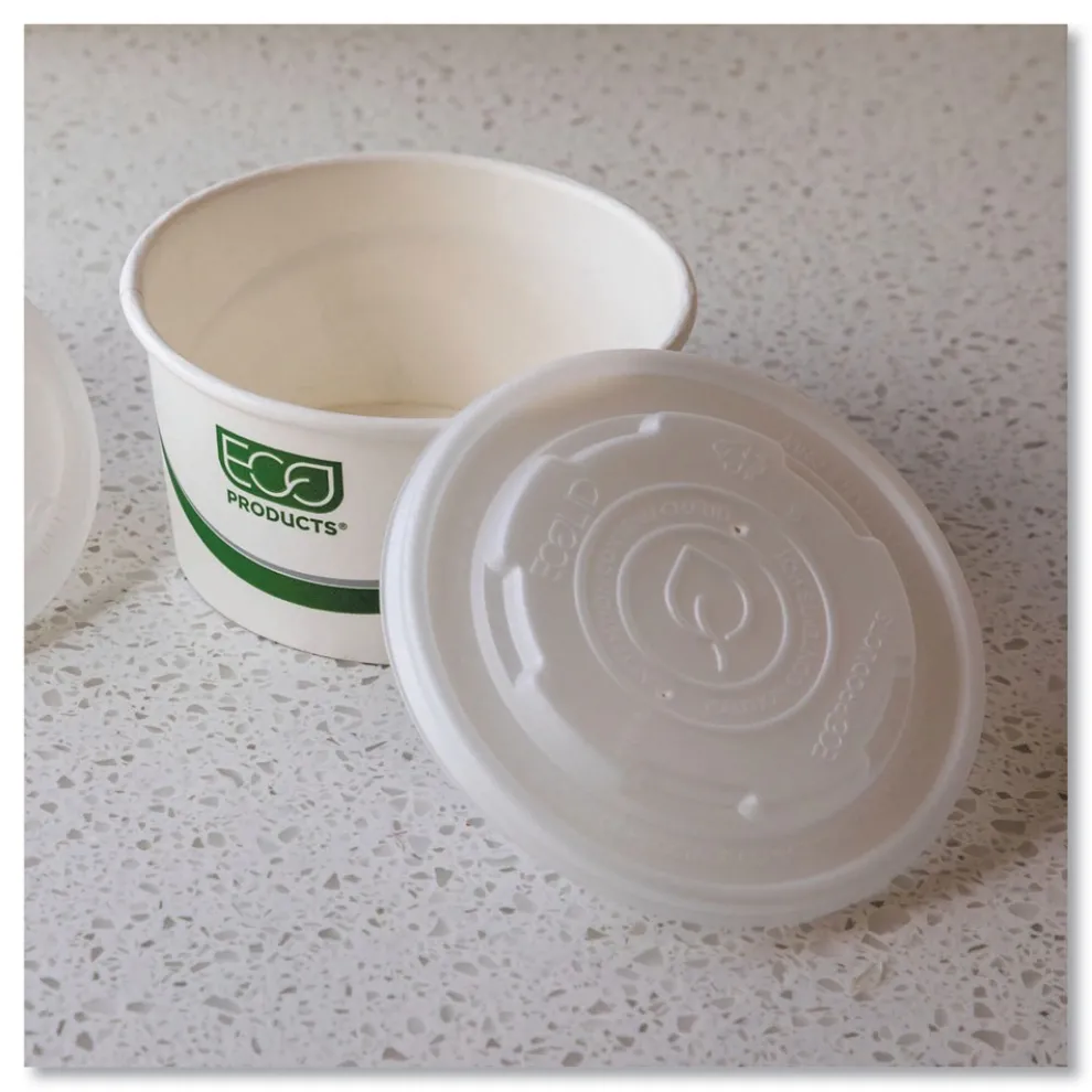 Eco-Products EP-ECOLID-SPL 12 oz./16 oz./32 oz. World Art PLA-Laminated Plastic Soup Container Lids - White (500/Carton)