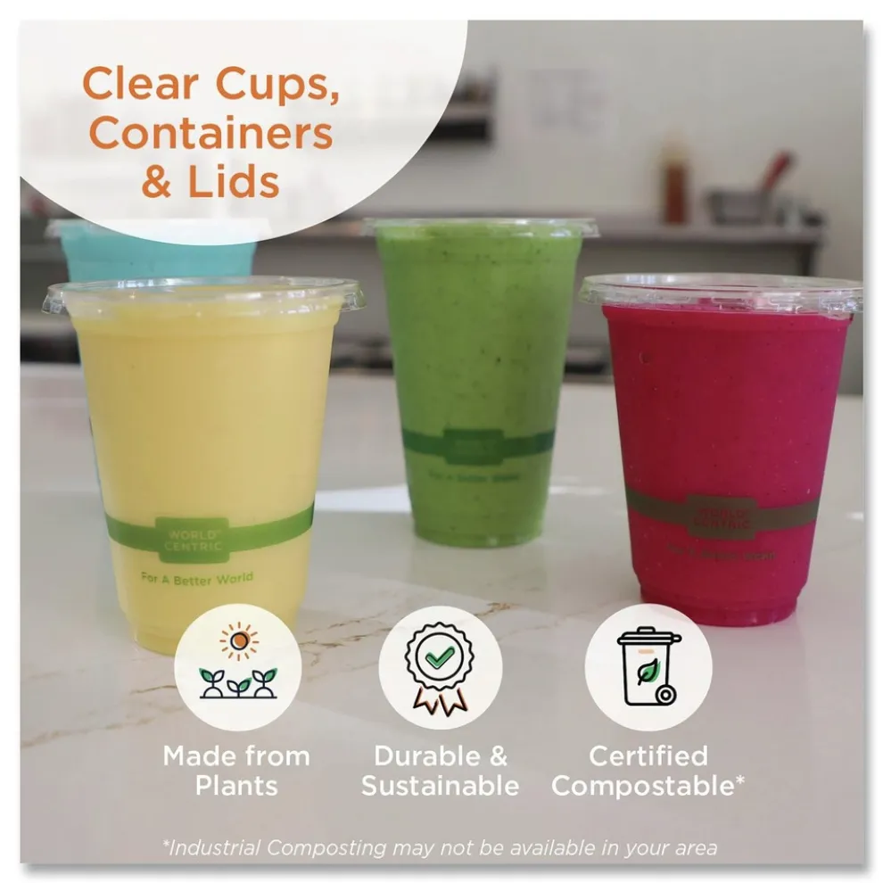 World Centric PLA Clear Cold Cups 1 oz Plastic Clear 3000/Carton