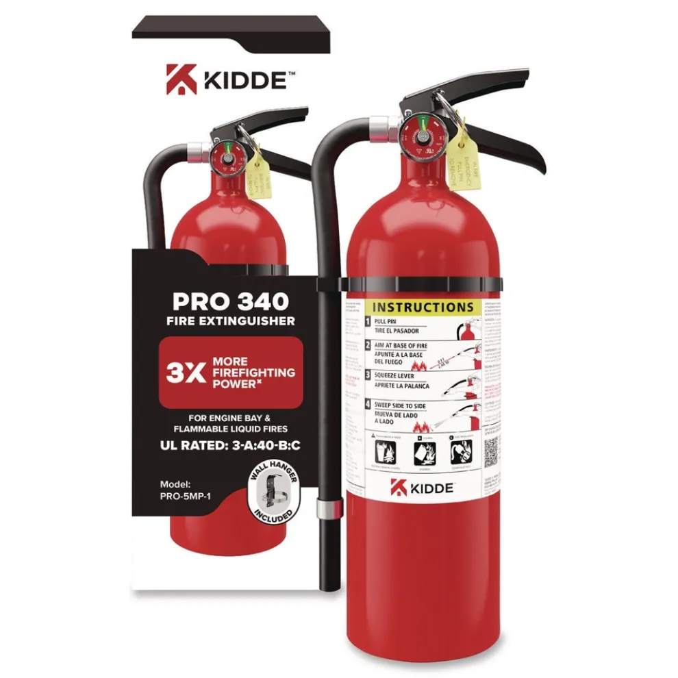 Kidde Pro-5MP Series Fire Extinguisher with Wall Hanger 3-A 40-B:C 5.5 lbs