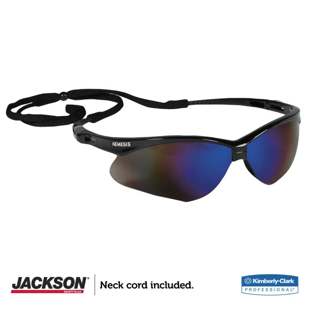 Ansell Nemesis Safety Glasses - Black Frame/Blue Mirror Lens