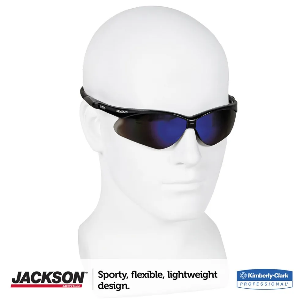Ansell Nemesis Safety Glasses - Black Frame/Blue Mirror Lens