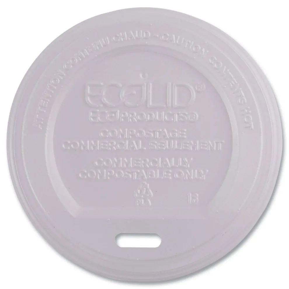 Eco-Products EP-ECOLID-8 EcoLid PLA Renewable/Compostable 8 oz Hot Cup Lids - White (800/Carton)