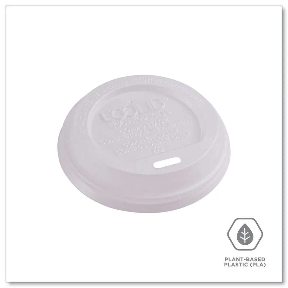 Eco-Products EP-ECOLID-8 EcoLid PLA Renewable/Compostable 8 oz Hot Cup Lids - White (800/Carton)