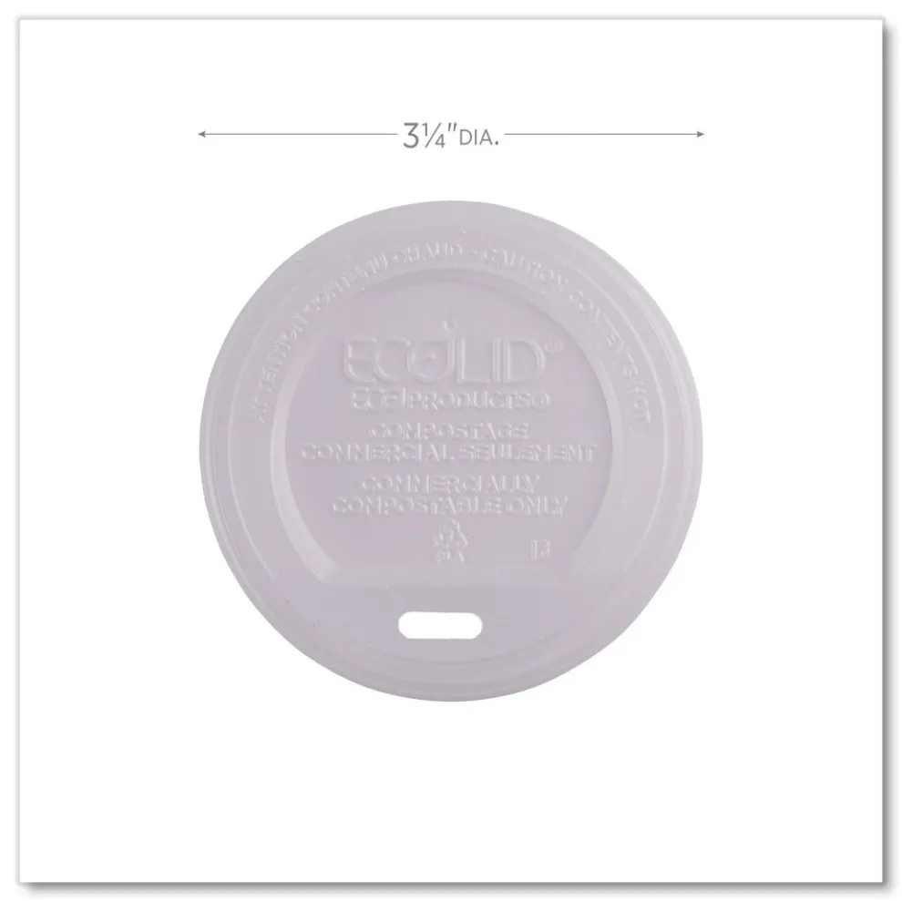 Eco-Products EP-ECOLID-8 EcoLid PLA Renewable/Compostable 8 oz Hot Cup Lids - White (800/Carton)