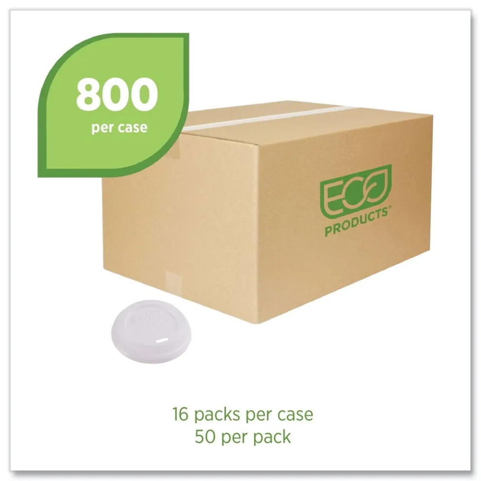 Eco-Products EP-ECOLID-8 EcoLid PLA Renewable/Compostable 8 oz Hot Cup Lids - White (800/Carton)