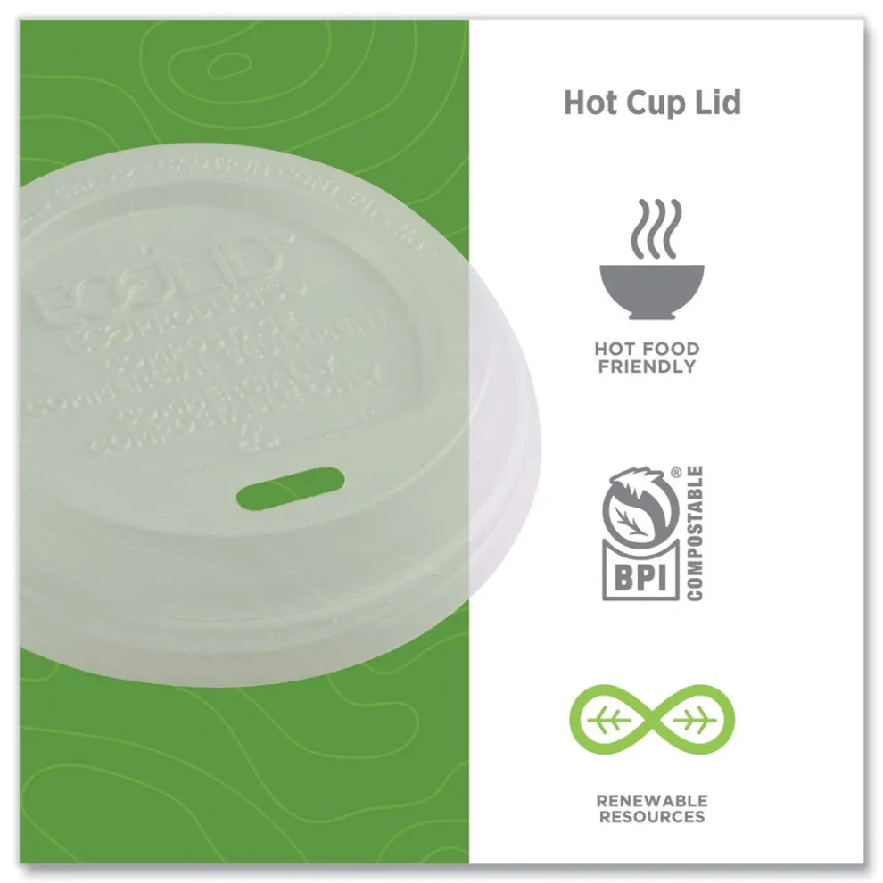 Eco-Products EP-ECOLID-8 EcoLid PLA Renewable/Compostable 8 oz Hot Cup Lids - White (800/Carton)