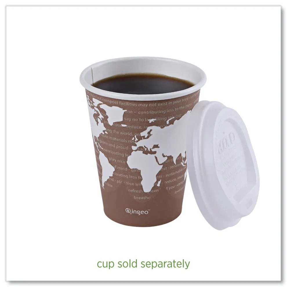 Eco-Products EP-ECOLID-8 EcoLid PLA Renewable/Compostable 8 oz Hot Cup Lids - White (800/Carton)