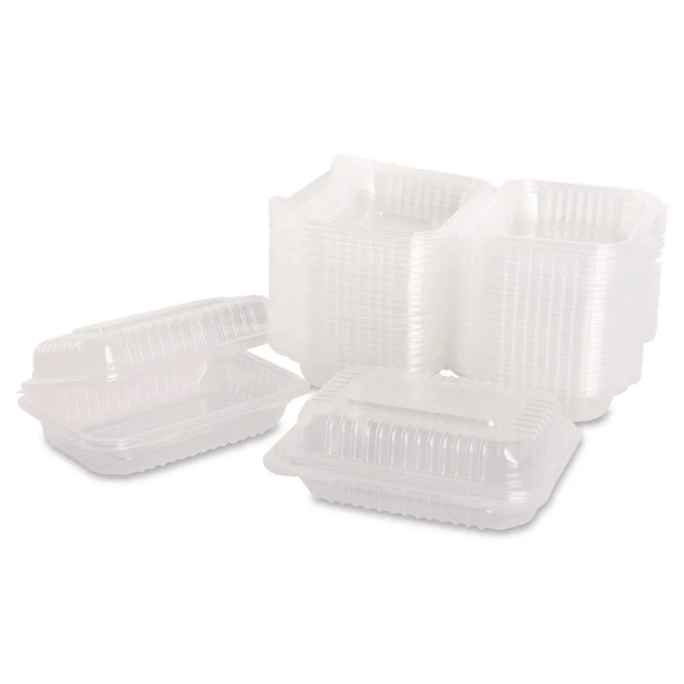 Karat Polypropylene Plastic Hinged Container 6 x 9 x 2.97 Clear Plastic 125/Pack 2 Packs/Carton