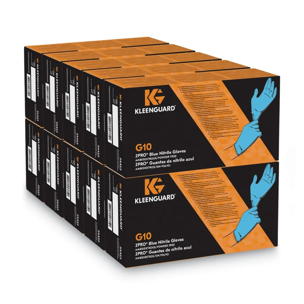 Ansell 6 mil Thick 9.5 in. Long Powder-Free G10 2PRO Nitrile Gloves - Medium, Blue (100/Box)