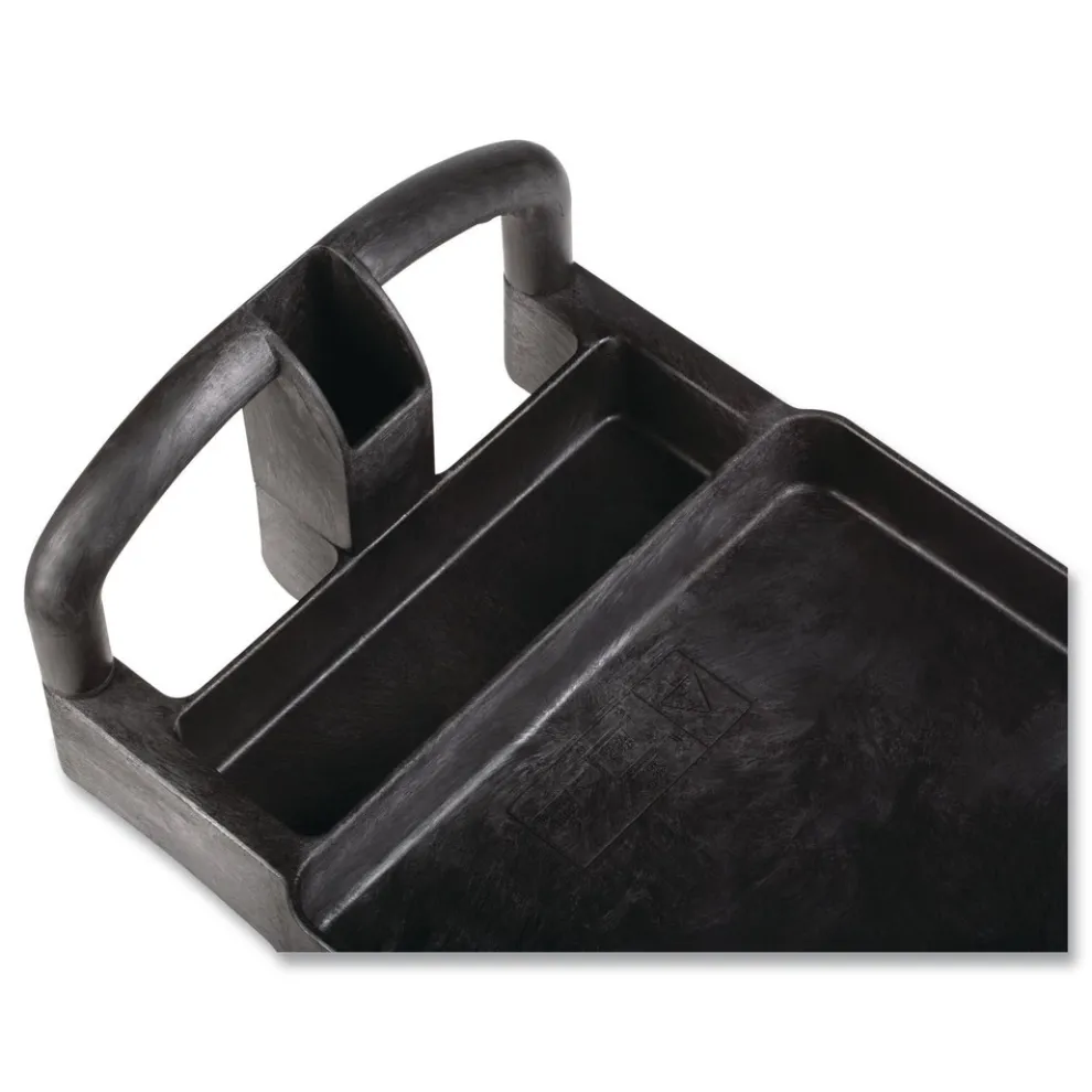 Rubbermaid Commercial 17.13 in. x 38.5 in. x 38.88 in. 500 lbs. Capacity 2 Lipped Shelves Heavy-Duty Plastic Utility Cart - Black