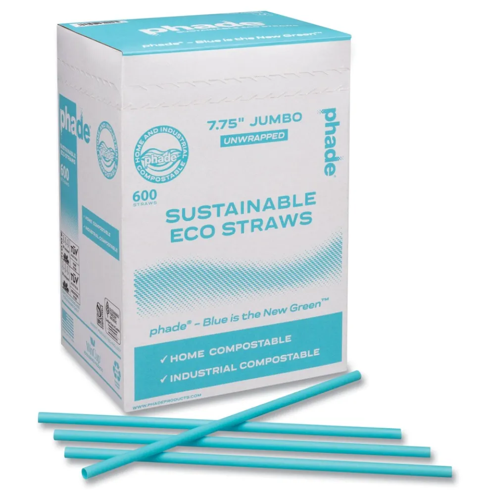 phade 7.75 in. Marine Biodegradable Straws - Ocean Blue (6000/Carton)