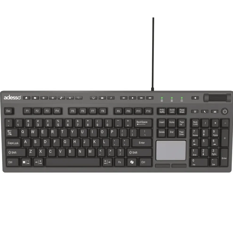Adesso CyberTouch Desktop Keyboard with Touchpad - Black
