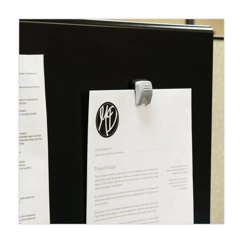 Advantus Grip-A-Clip 0.13 in. Jaw Capacity Magnetic/Adhesive Clips - Gray (10/Box)