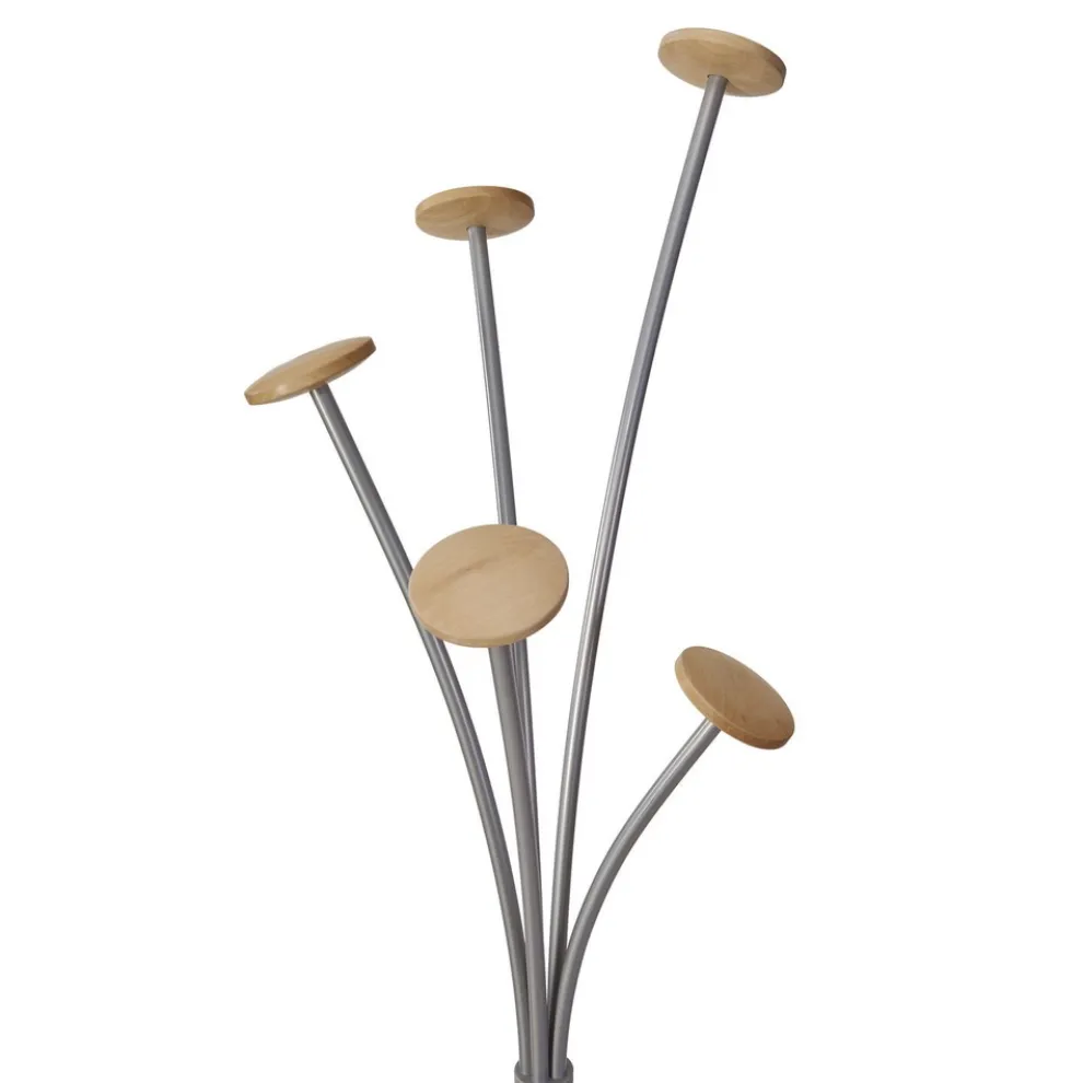 Alba 13.97 x 14 x 73.62 Festival 5-Knob Coat Stand with Umbrella Holder - Gray