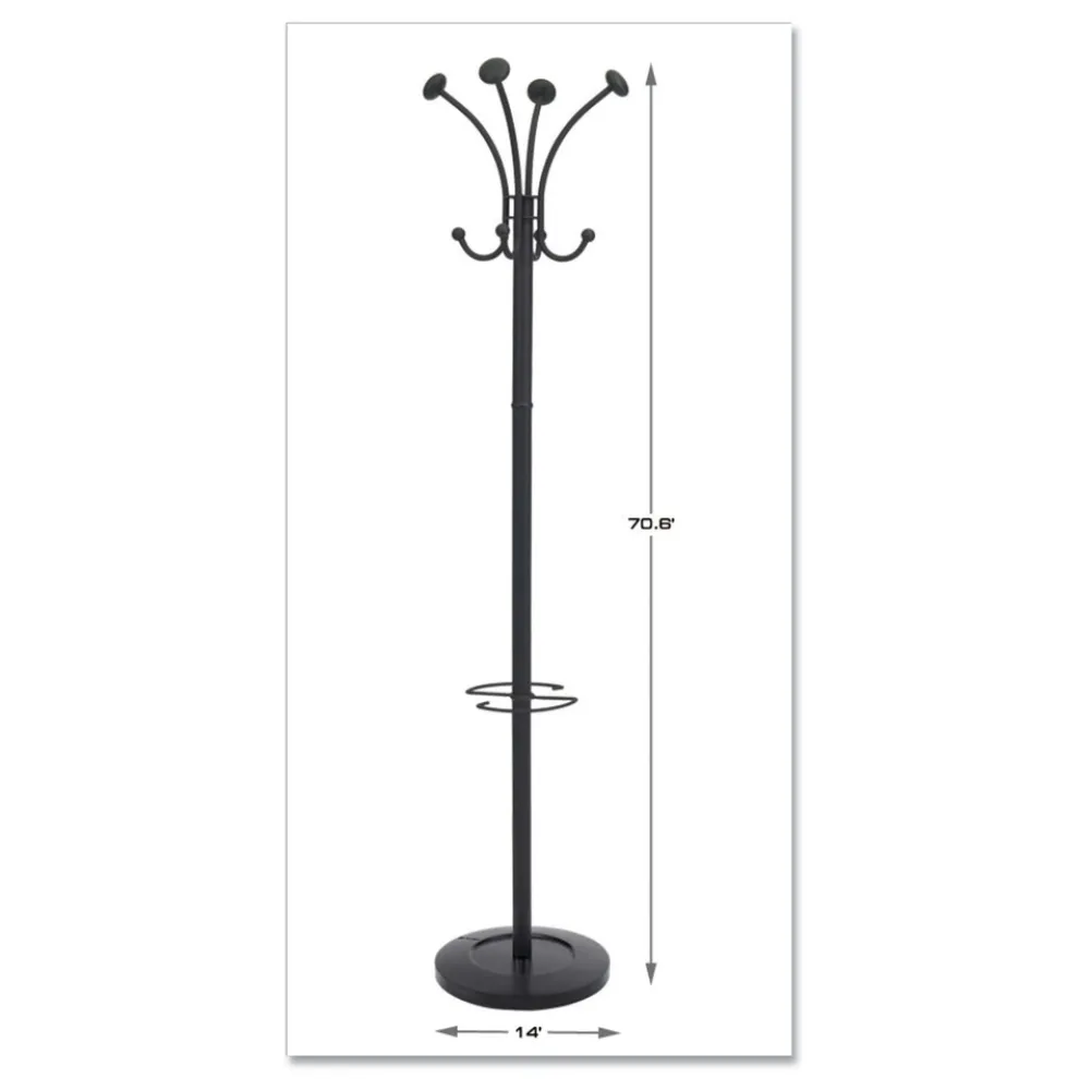 Alba 16w x 16d x 70.6h Viena 8-Knob Steel Coat Stand - Black