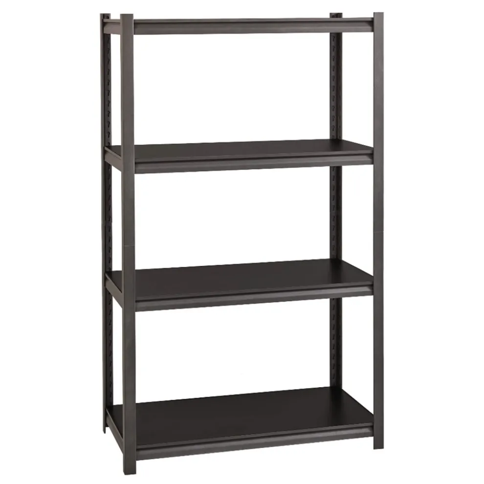 Alera 26112 36 in. x 18 in. x 60 in. 4-Shelf Steel Shelving Unit with Laminate Shelves - Black/Gun Metal Gray