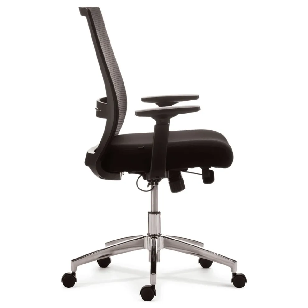 Alera 18.15 in. to 21.89 in. Seat Height Supports 275 lbs. Ashdale Ergonomic Fabric Swivel Task Chair - Black Seat/Back, Silver Base