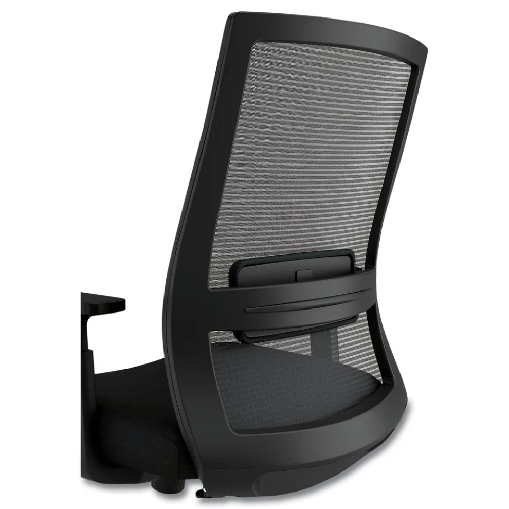 Alera 18.15 in. to 21.89 in. Seat Height Supports 275 lbs. Ashdale Ergonomic Fabric Swivel Task Chair - Black Seat/Back, Silver Base