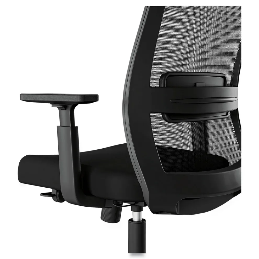 Alera 18.15 in. to 21.89 in. Seat Height Supports 275 lbs. Ashdale Ergonomic Fabric Swivel Task Chair - Black Seat/Back, Silver Base