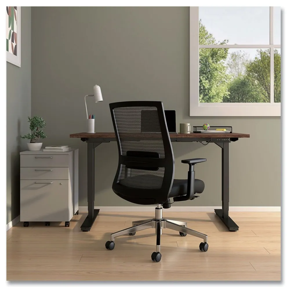 Alera 18.15 in. to 21.89 in. Seat Height Supports 275 lbs. Ashdale Ergonomic Fabric Swivel Task Chair - Black Seat/Back, Silver Base
