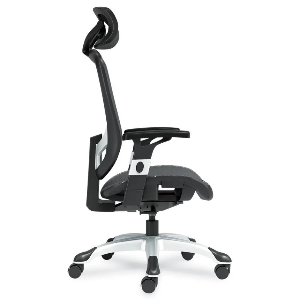 Alera 17.24 in. to 20.98 in. Seat Height Support Up to 275 lbs. Minerva Ergonomic Mesh Swivel Task Chair - Black Seat/Back, Silver Base