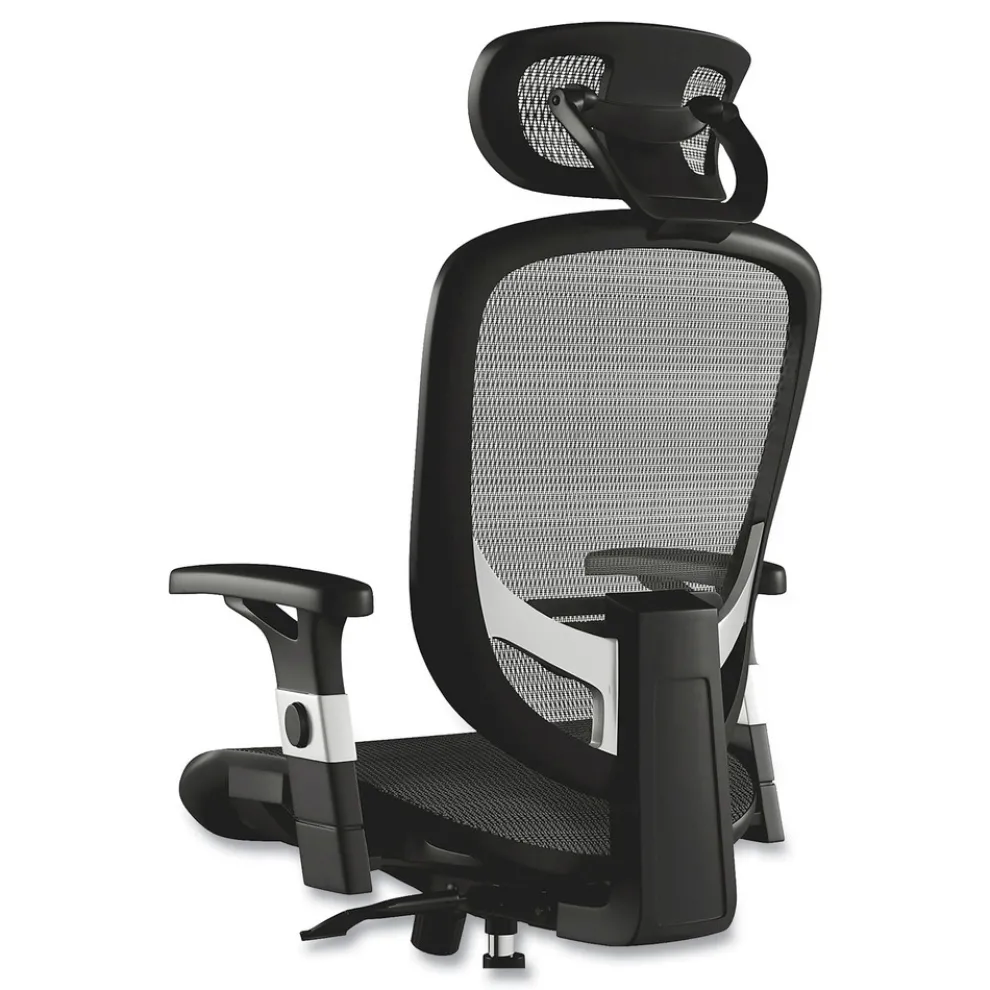Alera 17.24 in. to 20.98 in. Seat Height Support Up to 275 lbs. Minerva Ergonomic Mesh Swivel Task Chair - Black Seat/Back, Silver Base