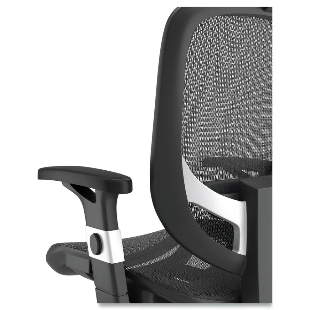 Alera 17.24 in. to 20.98 in. Seat Height Support Up to 275 lbs. Minerva Ergonomic Mesh Swivel Task Chair - Black Seat/Back, Silver Base