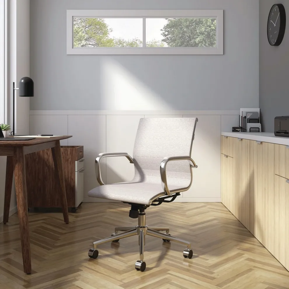 Alera 16.93 in. to 20.67 in. Seat Height Supports Up to 275 lbs. Siskin Fabric Managers Chair - Gray Seat/Back, Chrome Base