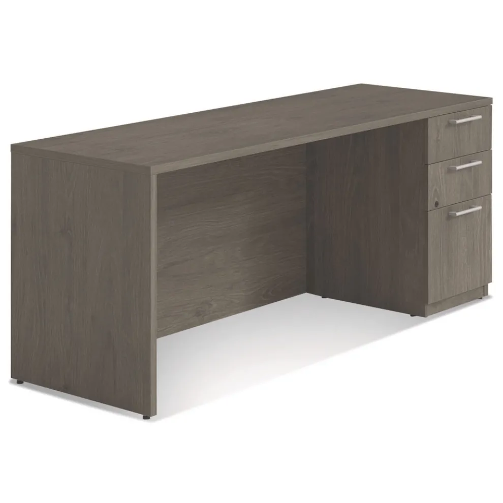 Alera 72 in. x 24 in. x 29 in. Seville Series Credenza with Right Pedestal - Walnut